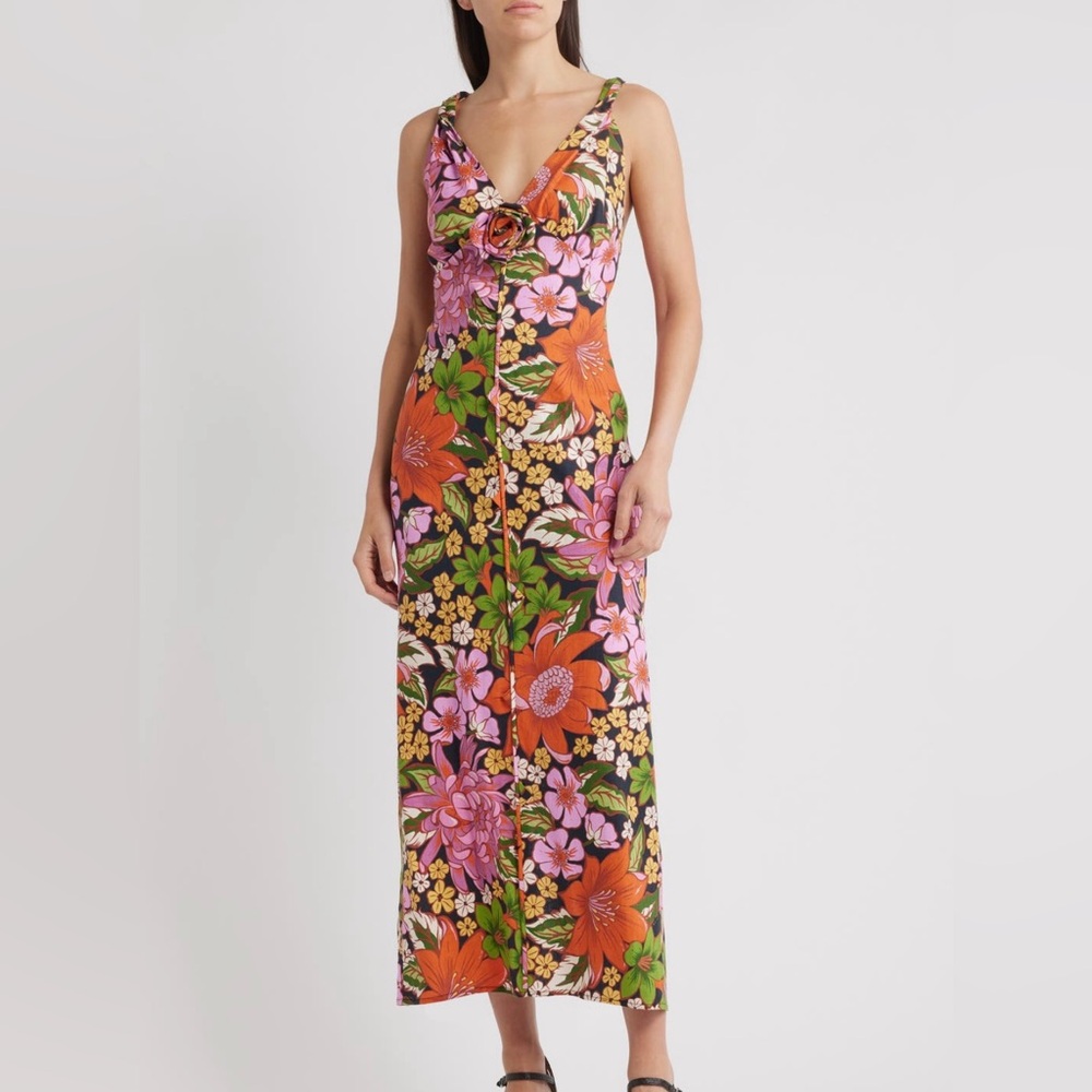 FARM Rio Floral Vivi Rose Midi Dress